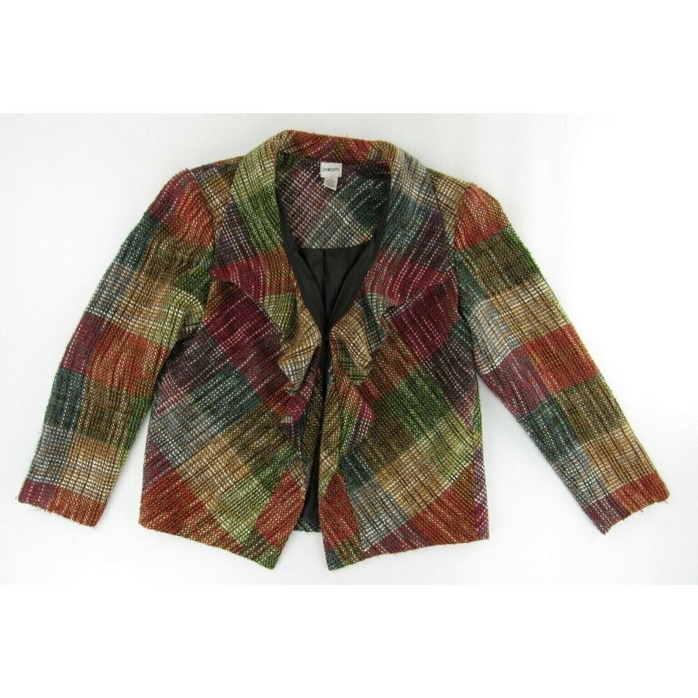 Chicos Womens Blazer Jacket 3 Multicolor Knitted Long Sleeve Open Front
